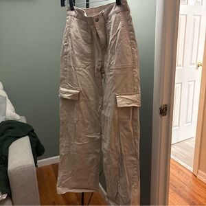 Wild Fable Cream Pants with Brown Stitching